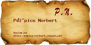 Pápics Norbert névjegykártya