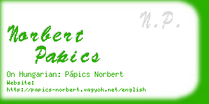 norbert papics business card